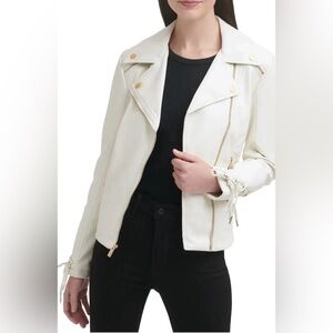 NEW Guess Faux Leather Motorcycle jacket size M zipper New with tags Cropped